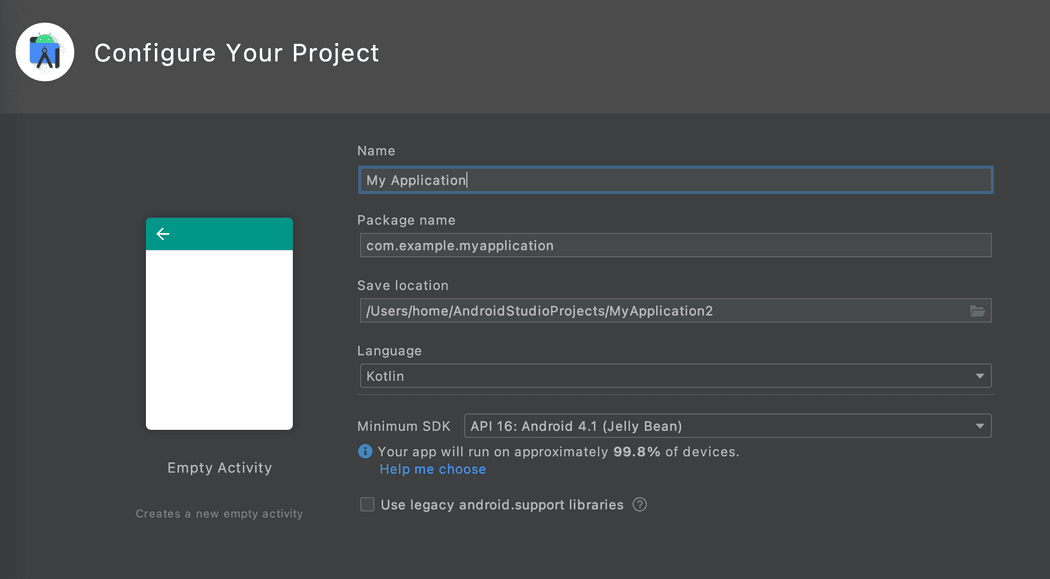 android studio configure project